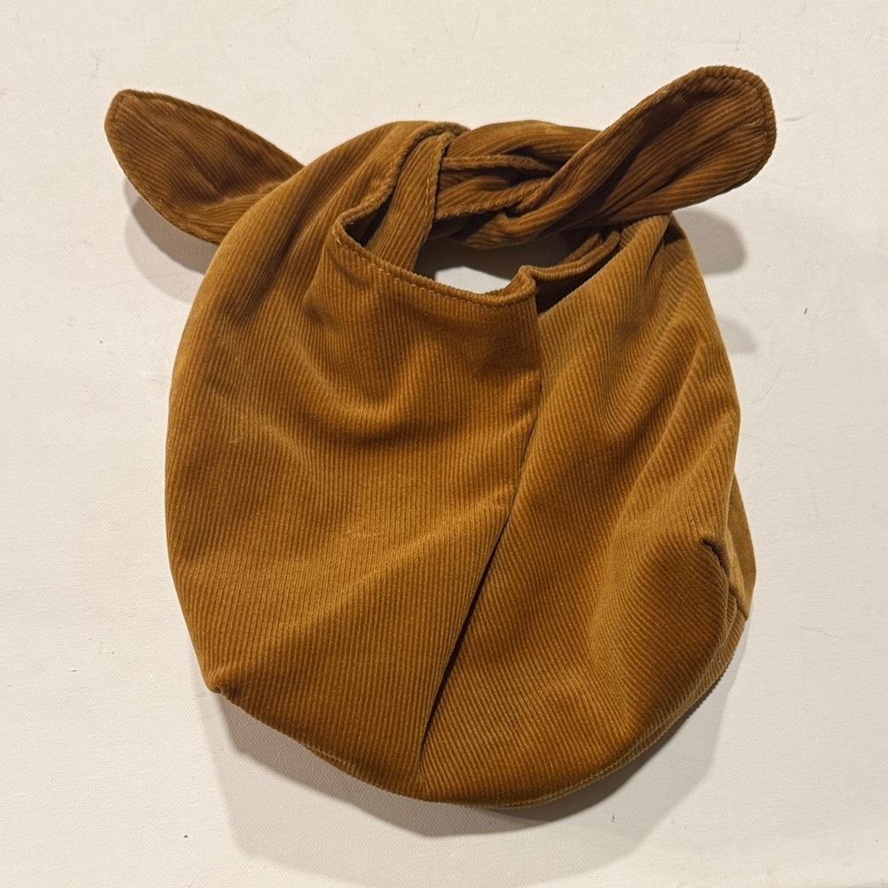 Chic Tan Corduroy Bag with Knot Accent
